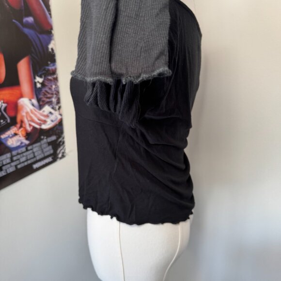 Urban Outfitters Kimchi Blue Black Long Sleeve Scalloped Cropped Blouse - Picture 6 of 12